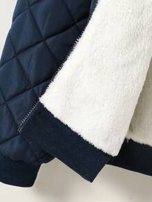 Vacaura Casual Streetwear Hooded Diamond Quilted Padded Coat For Teenage Boys, Suitable For Autumn/Winter Wear And School Fall - Blue - View 7