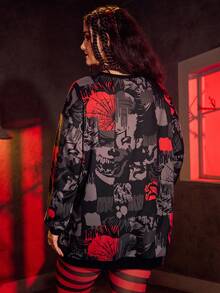 IT x SHEIN 大码恐怖电影图案圆领长袖T恤 - 彩色 - 查看 2