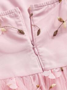 SHEIN MOD Pink Floral Print Retro Style Dress With Bowknot Belt,Valentine Outfits - Pink - View 4