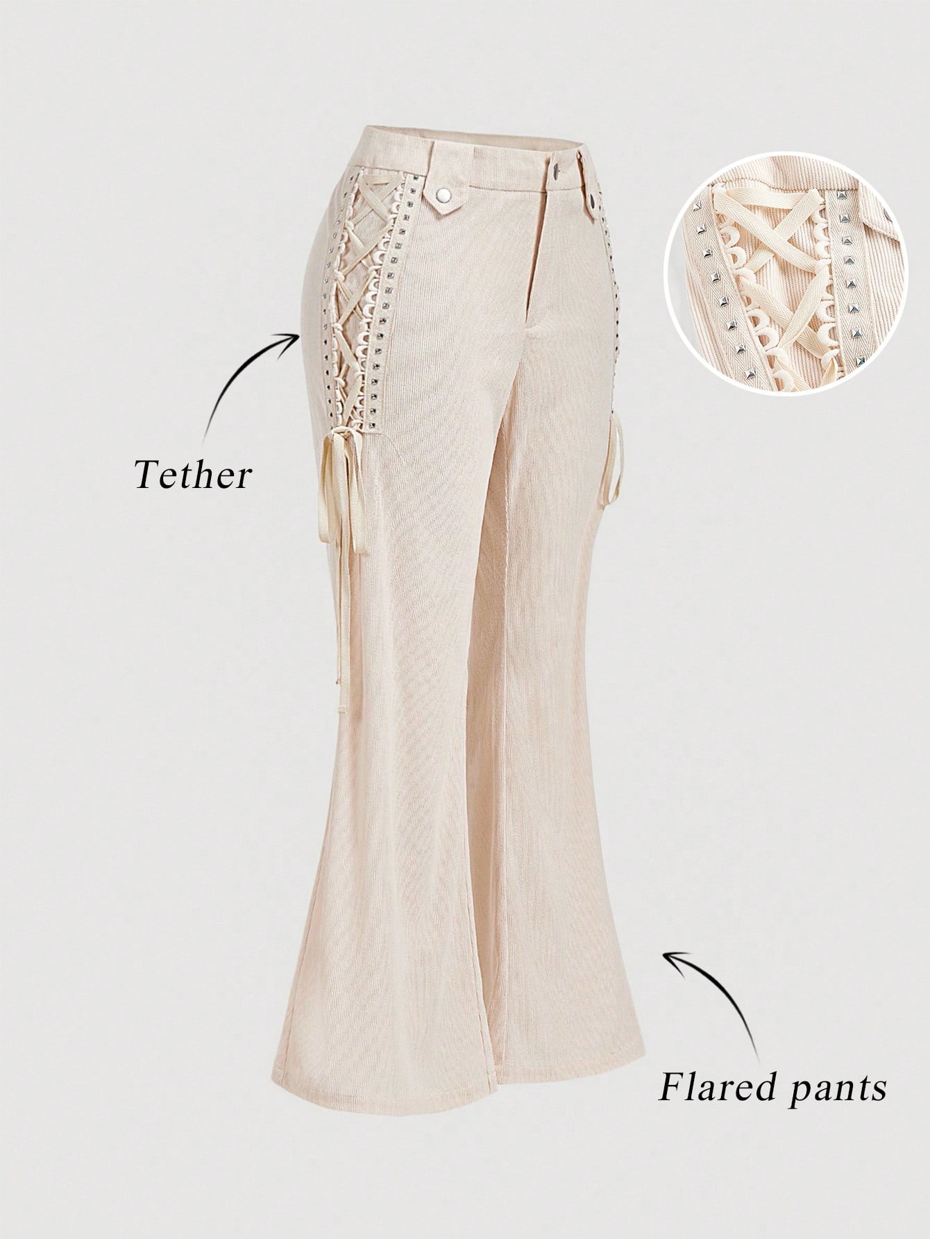 SHEIN MOD بنطلون واسع مزين بالزخارف المعدنية الرجع...