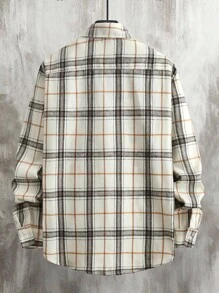 Manfinity Homme 男士休闲日常格子棉质轻薄衬衫 时尚男士长袖格子衬衫，带口袋 - 适合日常休闲穿着 常规版型男士多色格子衬衫，采用经典衬衫领的梭织面料 男士休闲学院风格子衬衫，长袖和口袋 - 多色设计，复古风格，适合秋季 - 彩色 - 查看 2