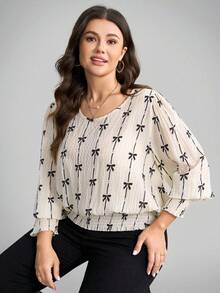 Comfylo Blusa de manga abullonada de unicolor casual de talla grande, elegante y con estilo para Año Nuevo, vacaciones de verano, San Valentín, otoño e invierno. Blusa elegante y con estilo para otoño e invierno, con look campestre femenino para salir