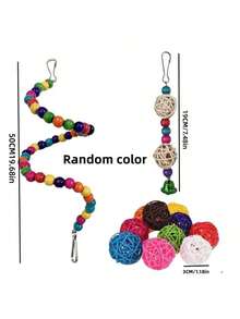 16pcs Bird Toys Set With Swing, Climbing Ropes, Spiral Standing Perch, Ladder, Hammock, Parrot Chew Toys - Multicolor - View 4