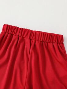 PAVTROS 兒童男生字母圖案帶條紋緣野球領襯衫＆短褲,不包含內搭tee