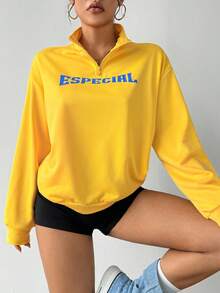 Streetz SHEIN Sport Pullover Sweatshirt, Long Sleeve Casual Sports Wear - Yellow - View 7