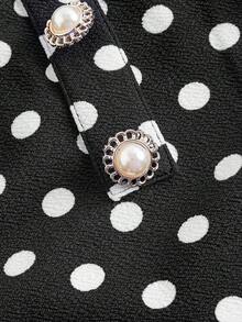 SHEIN MOD Váy dài tay chấm bi vá 2 trong 1 thanh lịch dành cho nữ, Váy chấm bi nữ, Váy chấm bi, Váy học sinh, Váy chấm bi đen trắng, Váy chấm bi nữ, Mùa thu, Váy dự tiệc thanh lịch, Đi chơi, Sang trọng, Chấm bi vá, Váy sang trọng - Đen và trắng - Xem 6