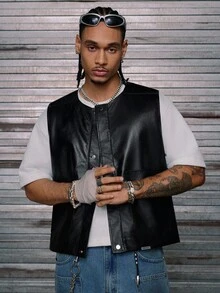 AXEPEAK Men's Woven Fashionable Casual Vest, Fall, Winter