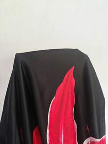 Glamine Váy ngắn màu đen in hoa đỏ hở vai gợi cảm mùa hè - màu đen - Xem 7