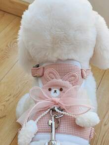 Guia e Peitoral para Gatos/Cachorros, Ajustável e À Prova de Fuga, Adequado para Passeios ao Ar Livre - Rosa chiclete - Visão 6