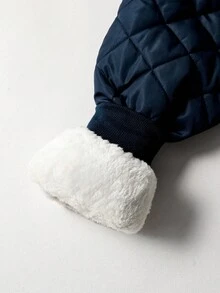 Vacaura Casual Streetwear Hooded Diamond Quilted Padded Coat For Teenage Boys, Suitable For Autumn/Winter Wear And School Fall - Blue - View 3