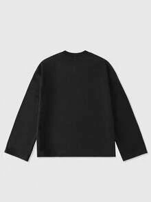 ROMWE MEN Street Life Men's Casual Printed Crew Neck Pullover Sweatshirt , Fall - Black - View 2