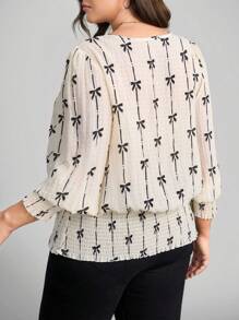 Comfylo Blusa de manga abullonada de unicolor casual de talla grande, elegante y con estilo para Año Nuevo, vacaciones de verano, San Valentín, otoño e invierno. Blusa elegante y con estilo para otoño e invierno, con look campestre femenino para salir