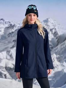 In My Nature Femeii culoare solidă lungime medie cu glugă casual în aer liber Windbreaker schi ținută femei ținute de zăpadă pentru femei femei jachetă de schi femei haine de schi femei jachete sport femei