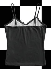 Lsscid Women's Black Spider Web & Star Gothic Punk Crop Top, Y2K Lace Trim Sleeveless Shirt, Y2K Baddie Goth Tank Top Punk Tops Spiderweb Tank Top Lace Trim Tank Top Y2k Tops - Black - View 2