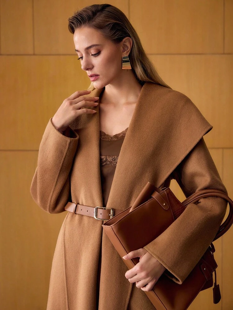 WOOL BELTED LAPEL COLLAR OVERCOAT, AUTUMN/WINTER