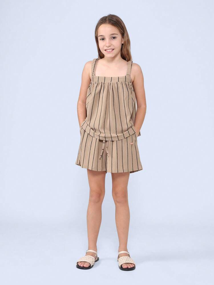 Strappy Sleeveless Tank Top High Waist Shorts Casual Set