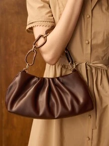 MOTF PREMIUM PU LEATHER SPECIAL SHOULDER STRAP CLUTCH - Coffee - View 8