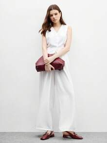 CUCCOO BIZCHIC 酒红色低跟优雅舒适百搭乐福鞋，带系带，适合职业女性 - 酒紅色 - 查看 9