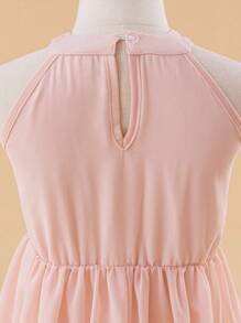 Glamorique Kids 年轻女孩优雅闪亮亮片无袖雪纺派对连衣裙，粉色 - 粉色 - 查看 3