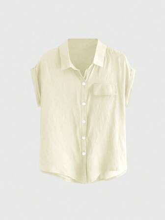 Camisa de unicolor casual, versátil para el verano