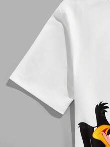 Looney Tunes X Manfinity Manfinity Joysei Men's Casual Cute Cartoon Animal Print Short Sleeve T-Shirt, Summer - White - View 4