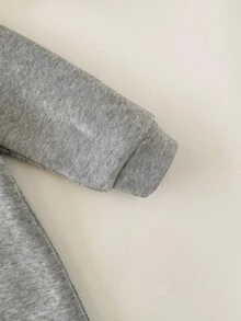 SHEIN 2件套女婴可爱纯色连帽连体衣，秋冬 - 灰色 - 查看 6
