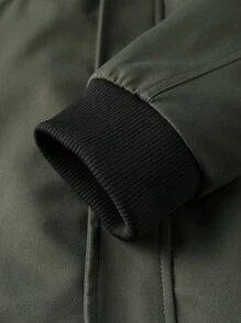 Manfinity Homme 男士户外防风休闲长袖拉链风衣夹克，秋季 - 軍綠色 - 查看 6