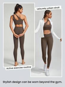 GLOWMODE 24英寸featherfit™ Peekaboo不對稱剪裁單寧玩偶裝,低衝擊瑜伽日常使用 - 肉桂靈感 - 查看 6