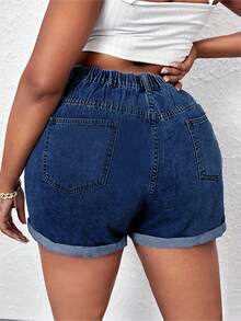 SHEIN SXY Plus Size Summer Casual Washed Denim Shorts