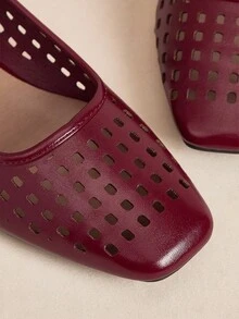 Rosivie 2025 Spring/Autumn New Arrival High-End Commuting Hollow-Out Casual Comfortable Versatile Women Flat Shoes - Burgundy - View 7