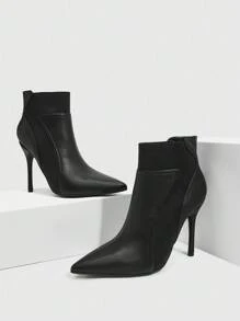 CUCCOO SZL 女士时尚尖头细高跟踝靴 - 黑色 - 查看 6