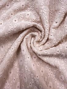 SHEIN LUNE Solid Eyelet Embroidery Tee Fall Cloth For Women - Pink - View 7