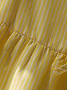 SHEIN Tween Mädchen Lässig Urban gestreiftes Schleifenhemd, geeignet für den Schulanfang