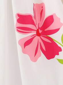 SHEIN 1 pieza Vestido casual de manga larga con cuello Peter Pan y estampado floral para niñas, con cierre de cremallera en la espalda, estilo puff princesa y suelto versátil y adorable para el día a día o vacaciones, suave y cómodo, nueva colección de otoño - Blanco - Ver 5