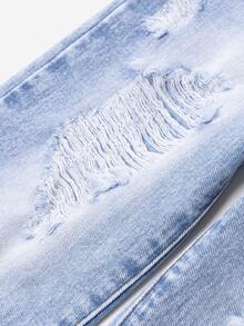 Sparklyn 女童复古时尚休闲百搭牛仔裤，蓝色破洞直筒修身款，适合所有季节，破洞牛仔裤，女童宽松破洞牛仔裤，秋冬季