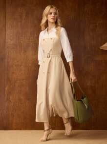 MOTF PREMIUM BUCKLE PU LEATHER SHOULDER BAG, WORK COMMUTER BAG - Olive Green - View 6