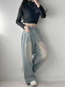 DAZY Jeans de mezclilla casual con bolsillos para mujer - Azul - Ver 4