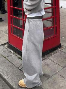 PAVTROS 男士休闲百搭格子拼接抽绳腰裤 - 淺灰色 - 查看 2