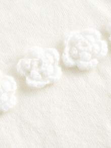 Skyraze Women's French Delicate 3D Floral Knit Sweater In Fall/Winter - White - View 5