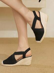 Styleloop Zapatos de cuña y plataforma tejidos de estilo bohemio para mujer, zapatos de suela gruesa