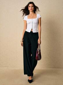 Poéselle 女士上衣 灰色条纹上衣 短袖衬衫 女士衬衫 短款上衣 女士夏季休闲条纹修身上衣 乡村音乐会 演唱会 女士生日 街头服饰 节日 - 白色 - 查看 5