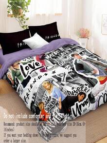 FRIENDS X SHEIN Character & Letter Printed Drama Still Bedding Set,Gifts - Multicolor - View 5