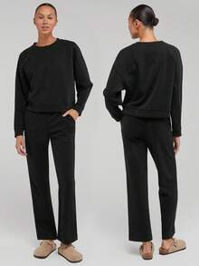 GLOWMODE 1件模態落肩運動衫,設有拇指孔 - 黑色 - 查看 8