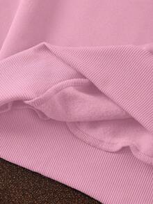 EMERY ROSE Plus Size Women's Love Letter Heart-Shaped Pattern Printed Round Neck Sweatshirts,Valentine Fall Cloth For Women Winter Autumn - Pink - View 4