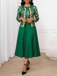 SHEIN Lady 女士两件套服装商务休闲女士工作服女士办公室服装女士外出服装女士机场服装女士旅行服装机场服装 - 彩色 - 查看 9