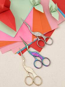 Juego de tijeras con forma de grúa de tamaño grande (12,8 cm) y pequeño (10,3 cm), tijeras vintage para manualidades, tijeras para tela, tijeras para bordado, tijeras para punto de cruz, tijeras de oficina para papel, tijeras para cejas puntiagudas, tijeras pequeñas multiusos - Multicolor - Ver 8