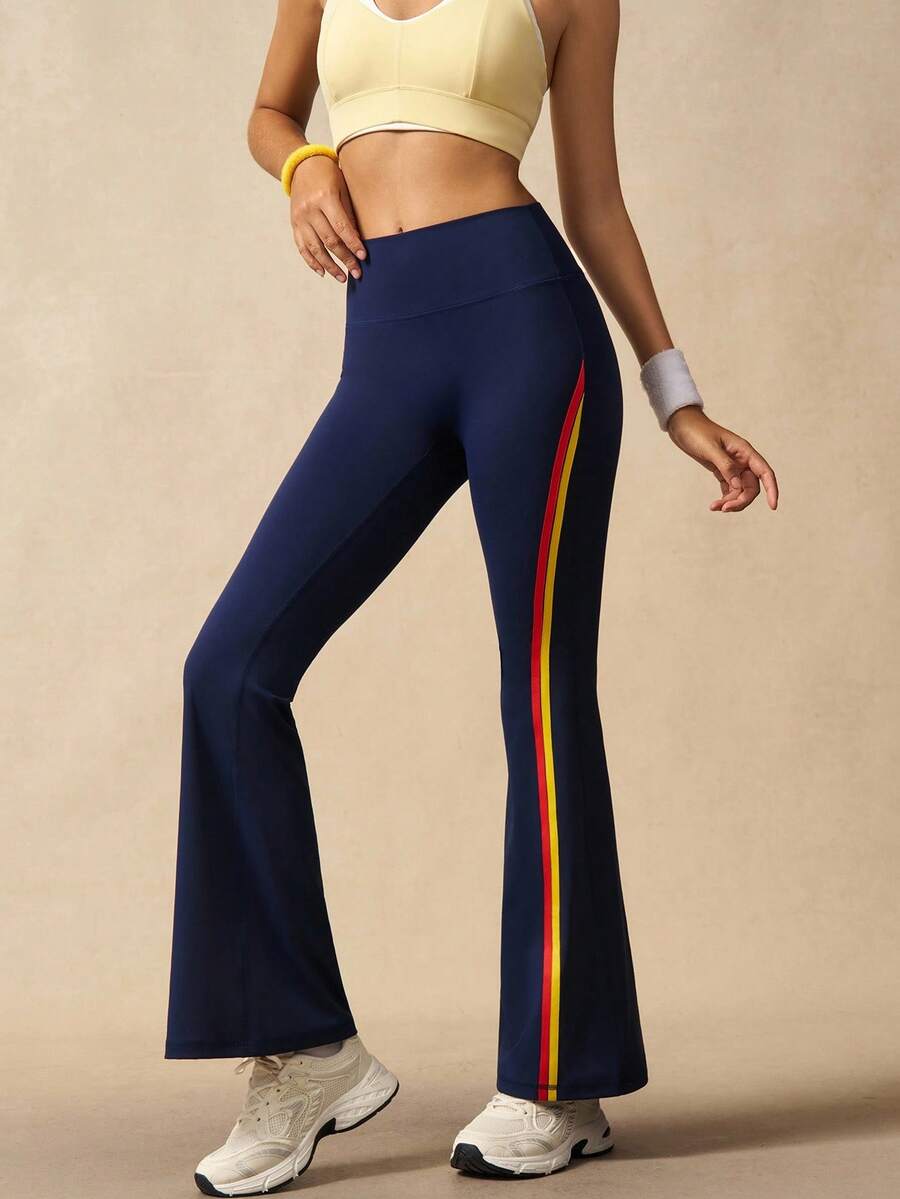 VARSIVA Yoga Women Pants Women's Contrast Striped Flare Leg Sports Pants - Multicolor - View 1