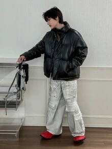 DAZY Teen Boys Padded Coat, Fall Leather Jacket