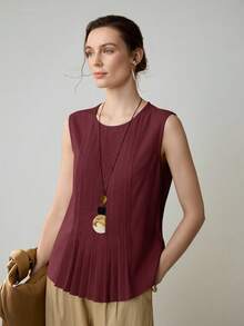 Uhlyne Áo vest ngắn nhẹ, thoải mái, thiết kế thanh lịch, dễ mặc hàng ngày, dành cho nữ, bộ sưu tập mùa xuân mới - Màu Đỏ Sâu - Xem 7