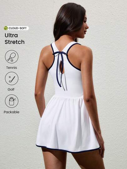 CourtClass Minimalist Bowknot Design Yoga Activewear Dress